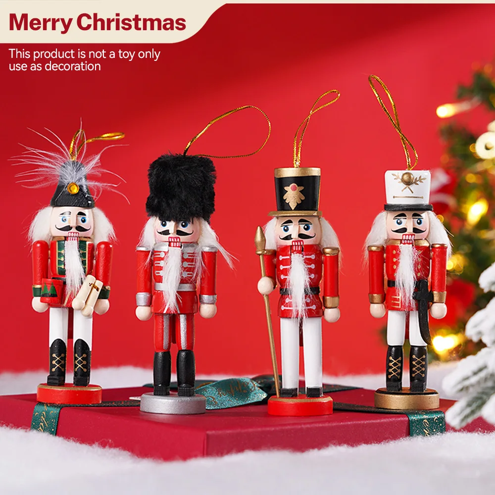 4pcs Nutcracker 12cm Nordic Soldier Nutcracker Wholesale Creative Home Furnishings Walnut Soldier Solid Wood Decoration Model
