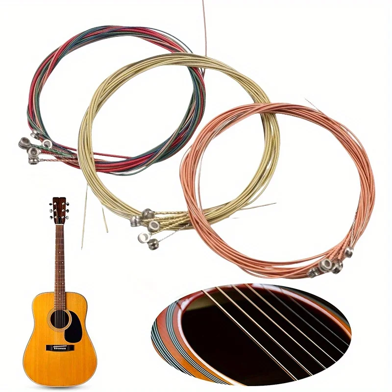3 Sets 6-Pack Steel Guitar Strings for 6-String Acoustic Guitar Multicolor Replacement Set of 18 Strings