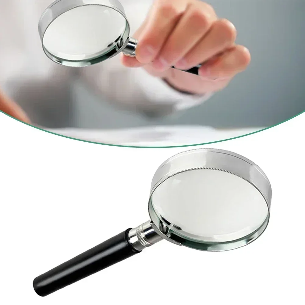 5X Magnification Handheld Magnifier Magnifying Glass Handle 75mm To100mm 2inch For Reading Inspection Jewelry Watch Repair