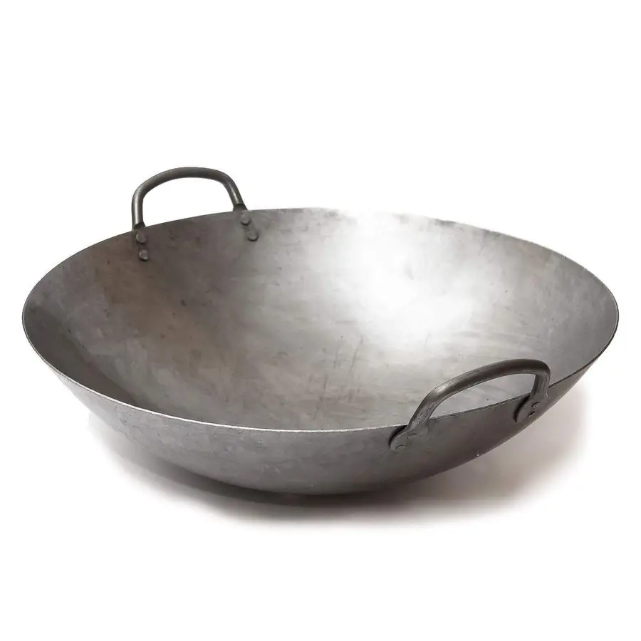 

Big 16 Inch Heavy Canton Style Hand Hammered Carbon Steel Wok Round Bottom 731W87