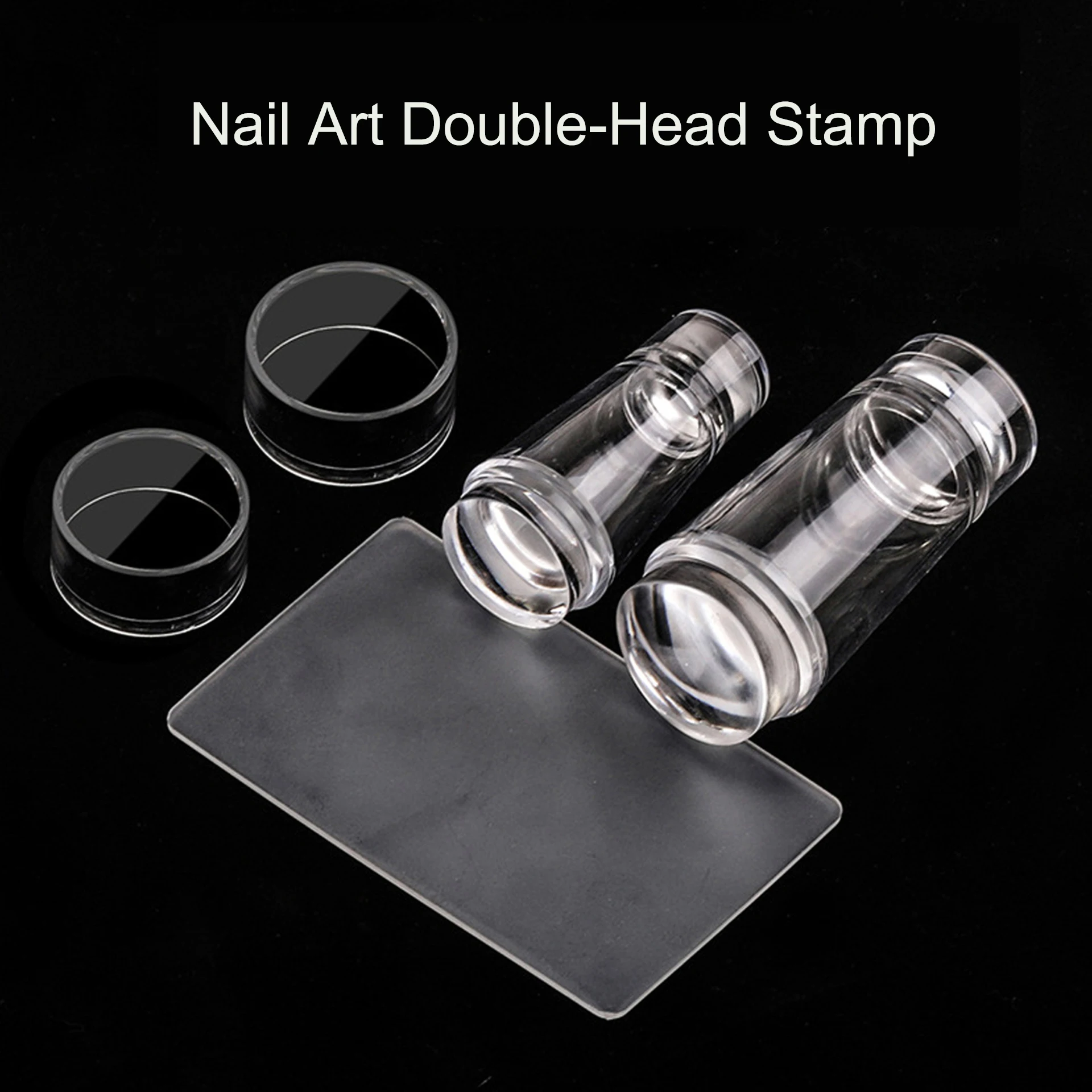 سيليكون شفاف مسمار الفن ختم لطباعة الأظافر الفرنسية DIY بها بنفسك مانيكير لوحة ختم قالب الاستنسل ختم الختام مكشطة