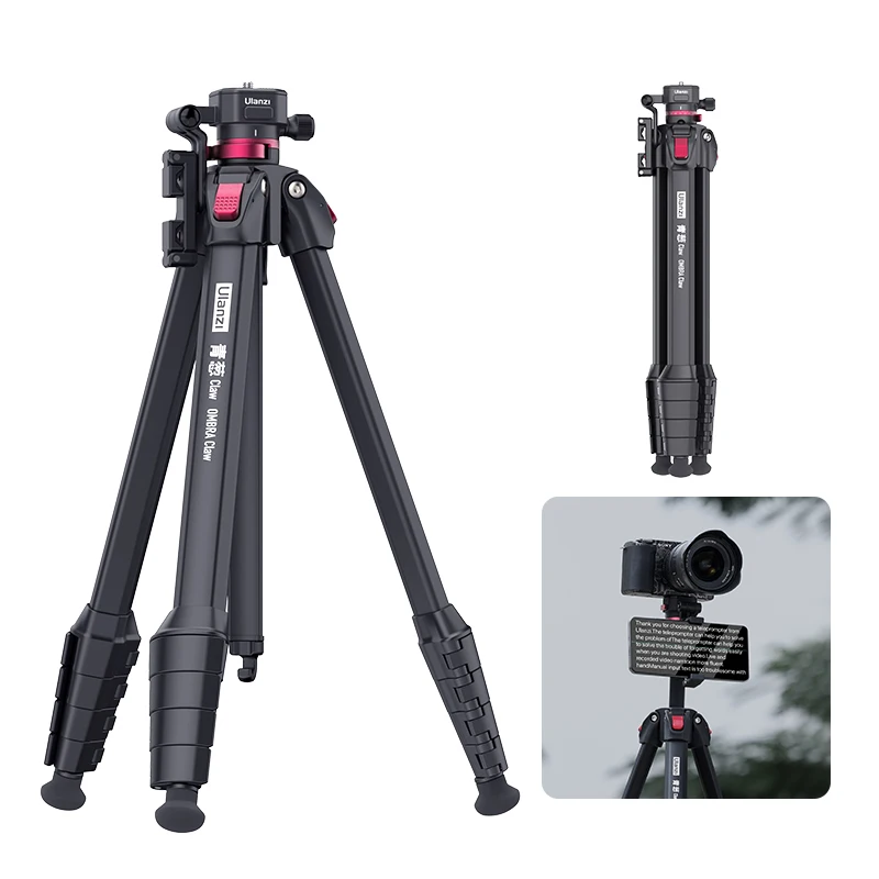 

Ulanzi OMBRA TT07 Claw Quick Release Tripod w Phone Clamp As Teleprompter 360° Panorama Ballhead Travel Tripod for DSLR Camera