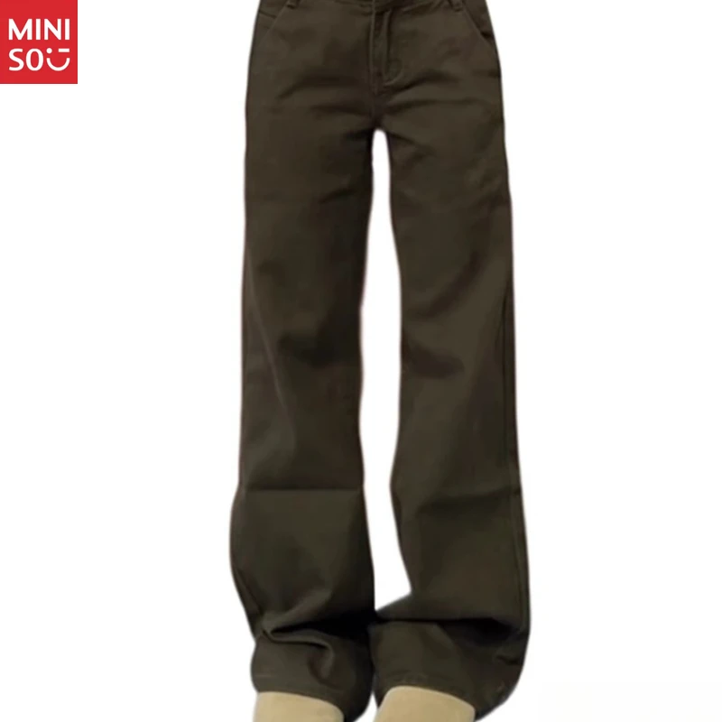 

Miniso Plus Size Low Rise Flare Jeans, 2025 Brown Wide Leg, Street Baddie Trousers
