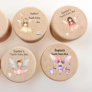 Gepersonaliseerde Tandenfee Doos Trinket Verloren Tand Keepsake Box Nieuwe Baby Doopcadeau Houten Gegraveerde Trinket Dozen