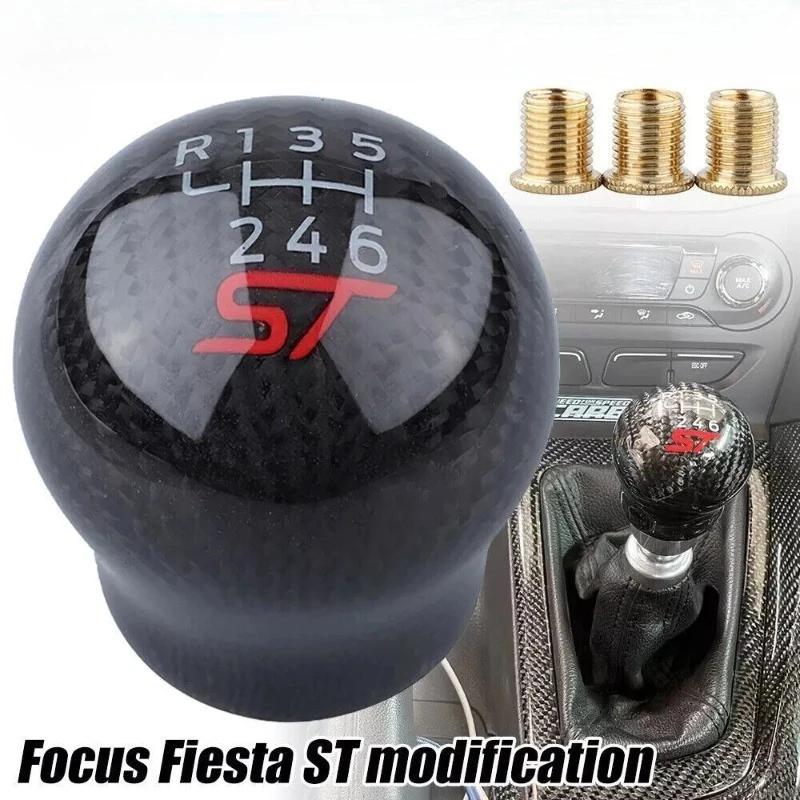 

6 Speed Car Manual Transmission Gear Shift Knob For Ford Focus Fiesta MK7 MK8 Carbon Fiber RS ST Shift Knob Auto Interior Parts