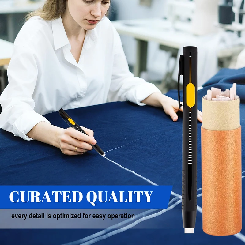 New 2 Pens+20 Premium Refills Chalk Pencil Patchwork Disappearing Fabric Marker Pens For DIY Craft Sewing Marking Chalk Sewing