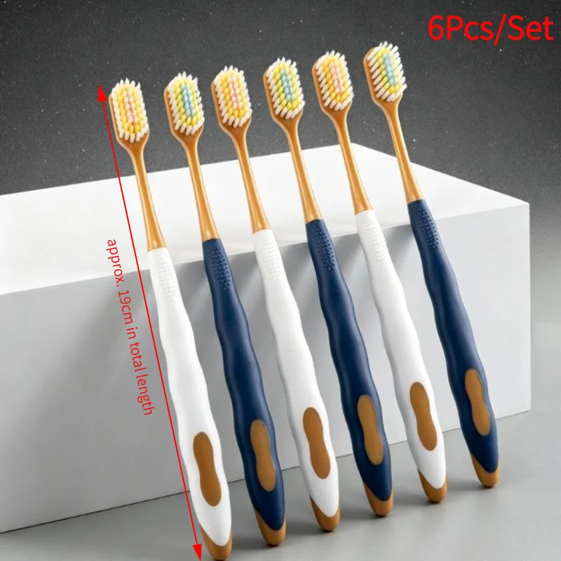 6Pcs/Set Toothbrush Adult Soft Hair Household Home Fur - Wide Head Ultra Fine Hair Anti Sensitivity Gum Protection.