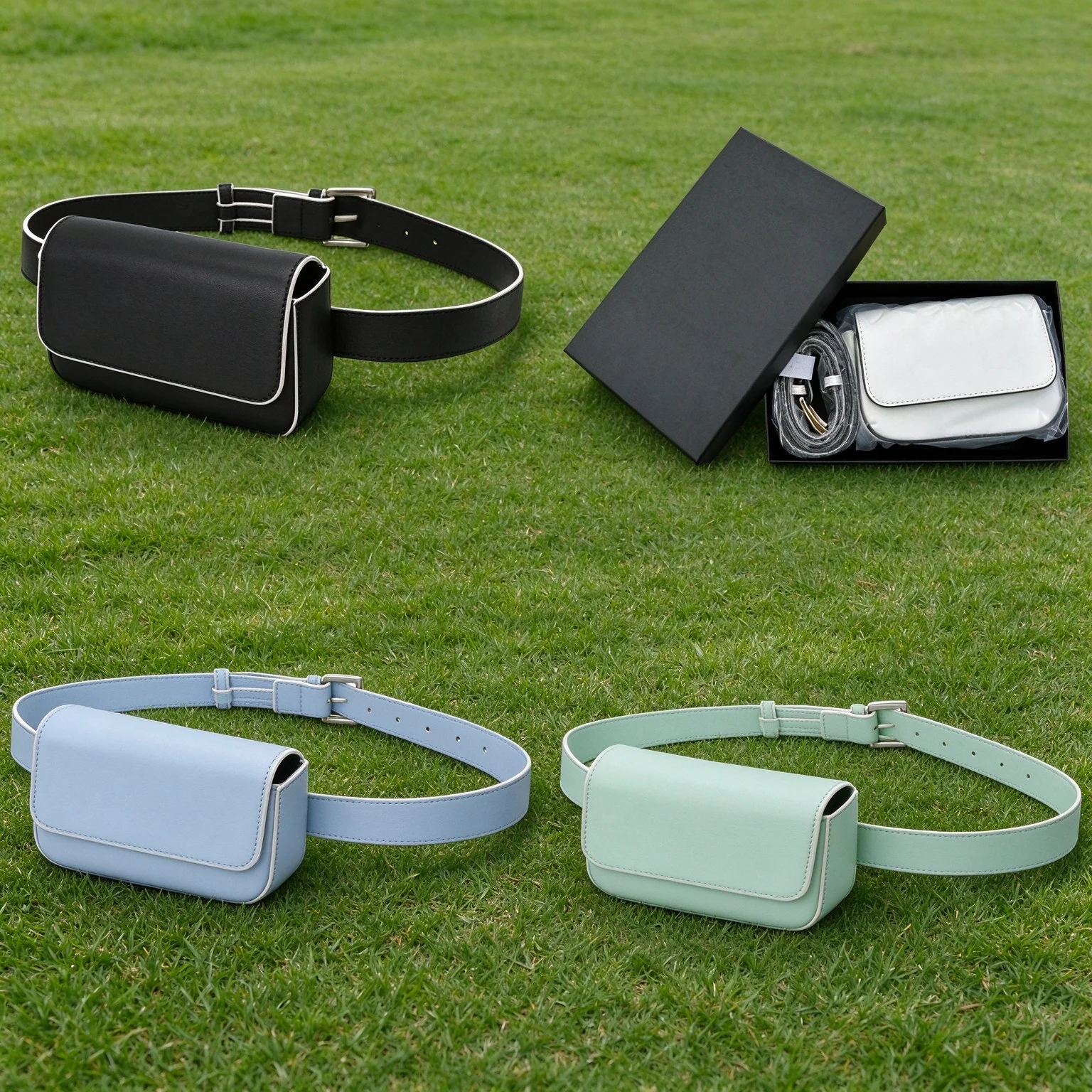 Women Korean Golf Belt Bag, Fine Texture Magnetic Closure Golf Accessory Pouch
