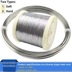 1pcs 1-100 meters 304 Stainless Steel Soft/hard Steel Wire Diameter 0.02-3mm Single Strand Lashing Soft Iron Wire Rustproof