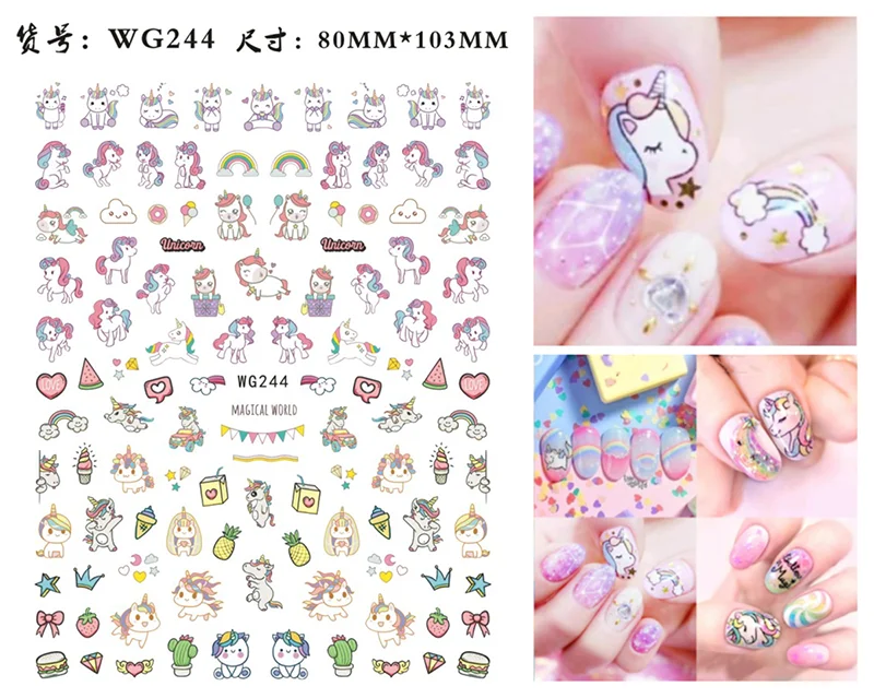 Nail art Aufkleber Herz Liebe Design Valentine Einhorn Kaninchen Dolphin Design Adhesive Nail art Dekoration Nägel Zubehör