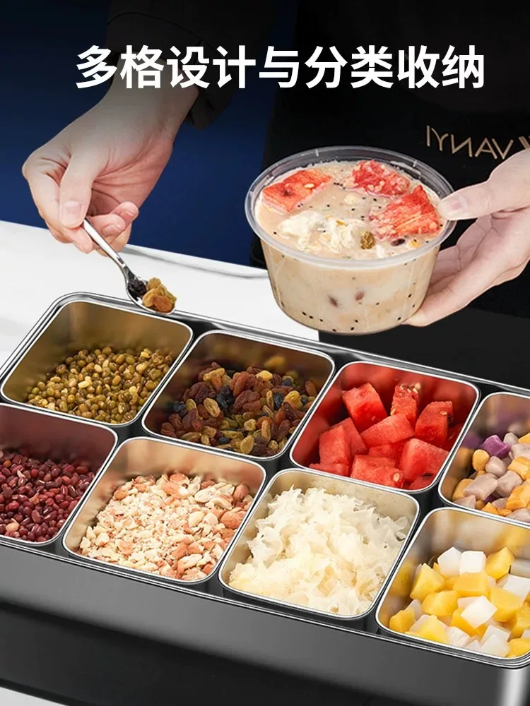 Seasoning box Commercial multi-grid seasoning tank Stainless steel kitchen seasoning box Ice powder ingredient box Small materia