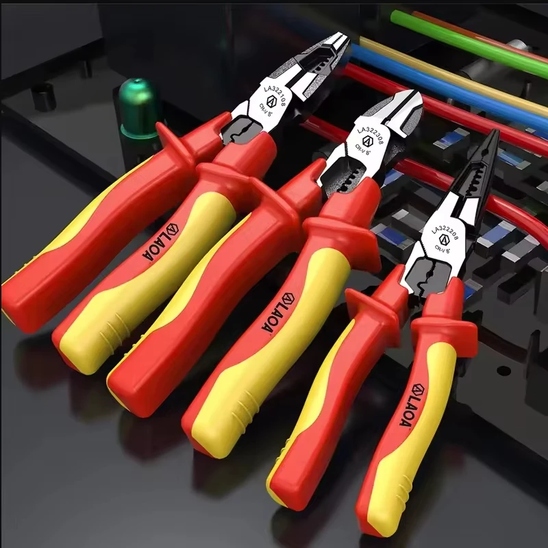 

LAOA 1000V Insulated Electrician Pliers Multifunctional Wire Cutters Needle Nose Crimping Tool for DIY Repair