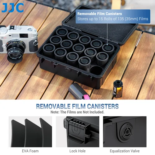 Imagen 2 del producto JJC Estuche protector de película resistente de 35 mm para 15 rollos de película de 35 mm 135 IP67 contenedor de almacenamiento de rollo de película impermeable y sellado ligero