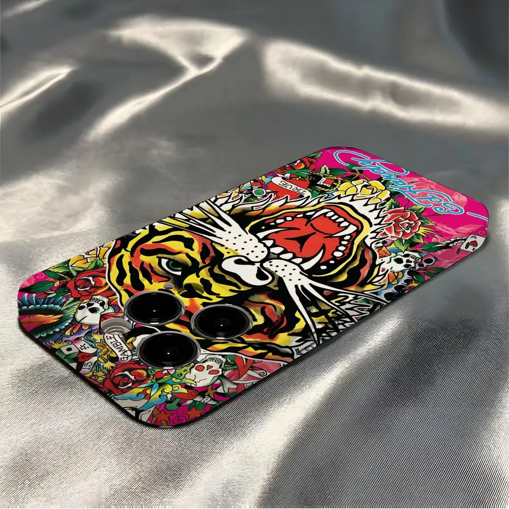 Ed Hardy Capa de telefone para iPhone 16 Pro Max 15 14 13 12 11 Pro11 Mini 2025 16 Capa de filme HD brilhante