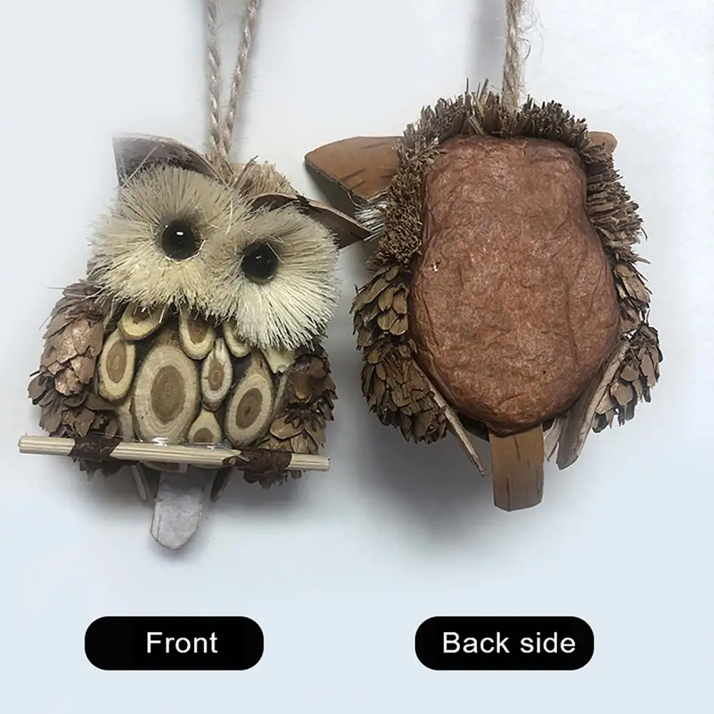 Farmhouse Owl Decoration Handcrafted Straw Owl Hanging Decoration Rustic Farmhouse Owl Pendant Ornament Christmas Craft Party