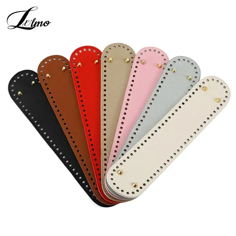 32*7cm Handmade Oval Bottom For Knitted Bag PU Leather Wear Resistant Accessories Bottom With Holes DIY Crochet Bag Bottom