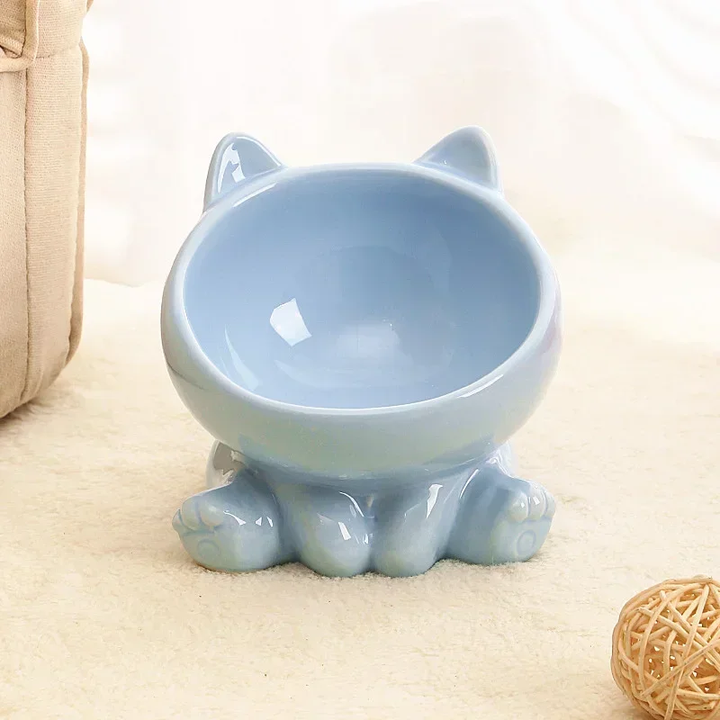 Cat Bowl Pet Accessories Ceramic Diagonal High Feet Cute Protection Cervical Spine Dog Bowl Drink Water Pet Supplies