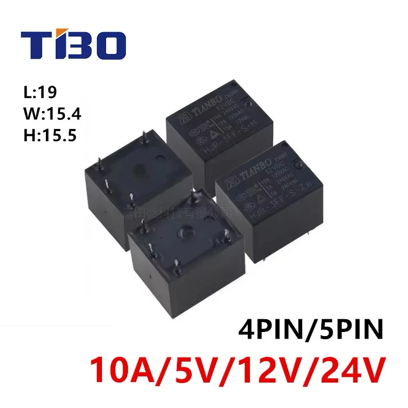 5 Peças Relé TIANBO HJR-3FF-S-H HJR-3FF-S-Z-05VDC 12VDC 24VDC 10A 4 Pinos 5 Pinos Compatível com SRD-12VDC-SL-C T73 Relé de Potência 5V 12V 24V