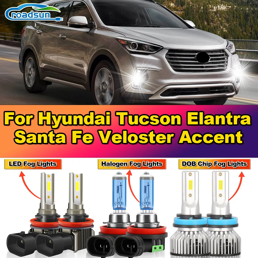 

20000LM Auto Fog Lamps 100W CSP Chips LED Fog Lights 6000K 12V Plug And Play For Hyundai Tucson Elantra Santa Fe Veloster Accent