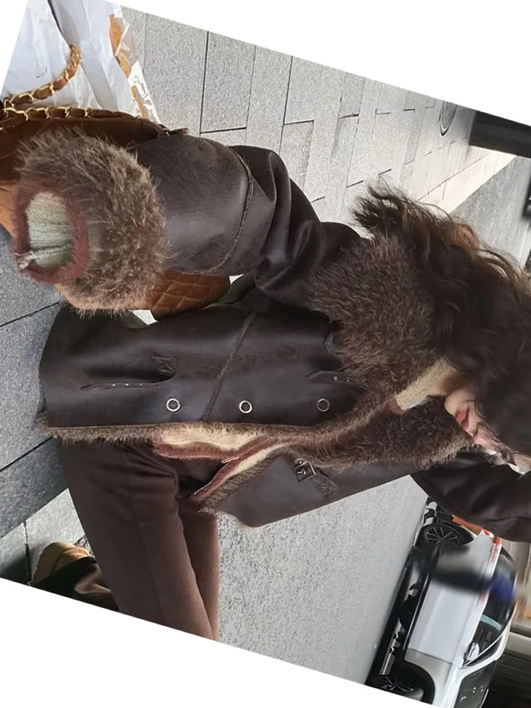 

HH женская зимняя модная универсальная цельная утолщенная куртка на меху женская индивидуальная темпераментная повседневная куртка в стиле ретро