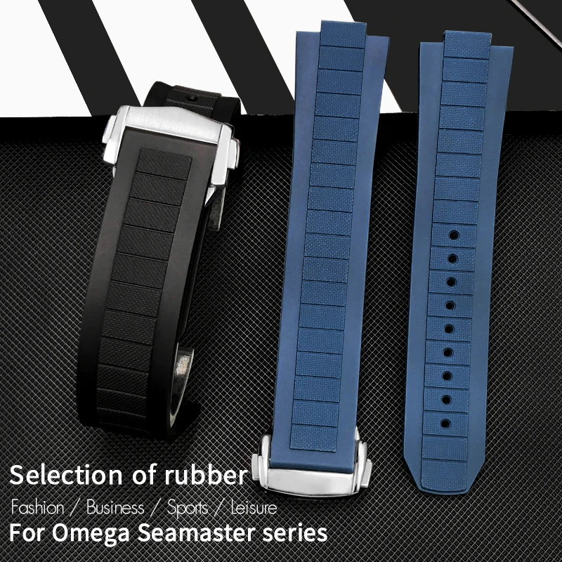 Convex 10mm x 21mm Rubber Silicone Watch Strap for New Omega Seamaster Planet Ocean 600M 217.32 Orange Blue Black Soft Watchband