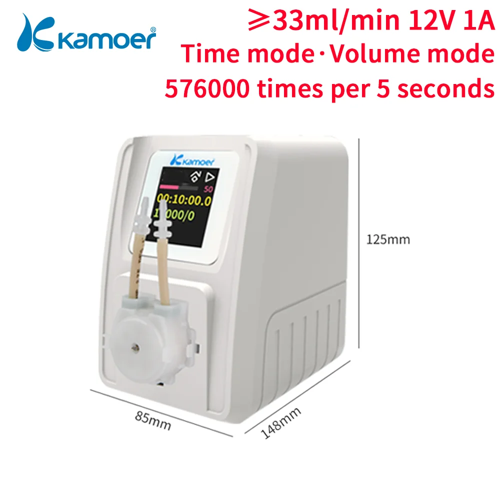 Kamoer 33ml/min M1-DC Adjustable Peristaltic Pump 12V High Precision DC Motor Dosing Pump with LCD Screen for Lab or Aquarium