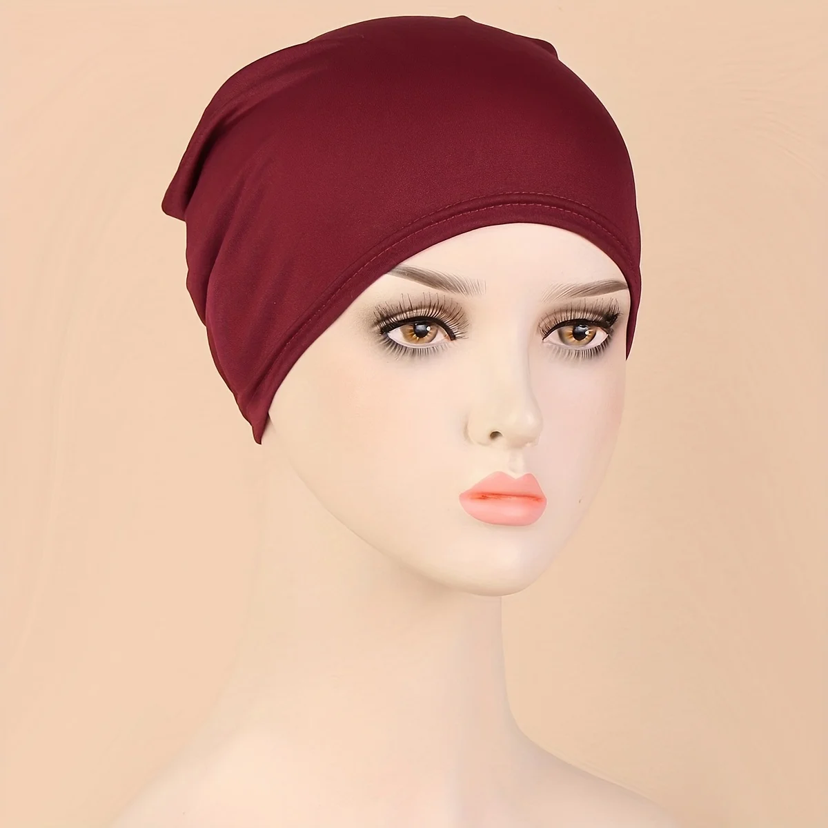 1pc Solid Color Simple Turban Cap Elastic Inner Cap Head Wraps Casual Bonnet Underscarf Ramadan Hijab Head Scarf Chemo Hats