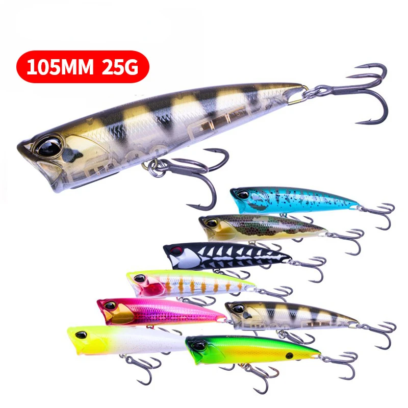 105mm 25g powierzchni Popper przynęty Pesca Wobbler sztuczna twarda przynęta na pstrąga słonowodnego Bass Swimbait akcesoria wędkarskie — zdjęcie 5