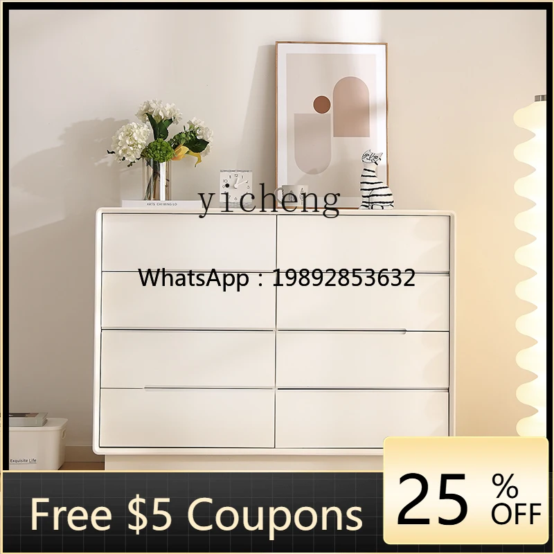 

1 Italian minimalist solid wood eight-bucket cabinet modern living room wall locker bedroom bedside storage cabinet