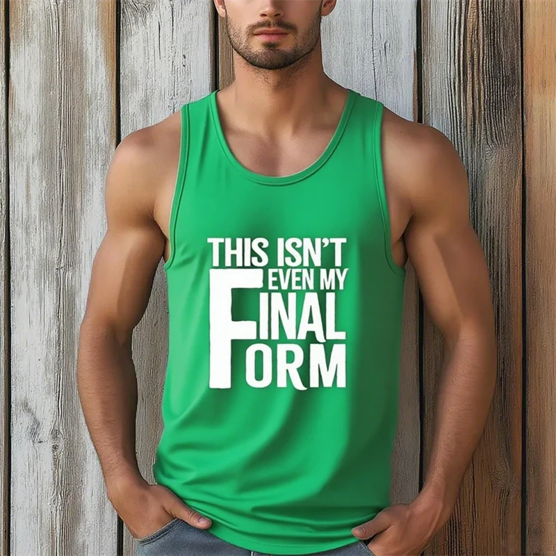 Summer Gym Fitness Breathable Vest For Men Funny Letter 3D Print Graphic Basketball Sleeveless Shirt Quick Dry Run Football Tee