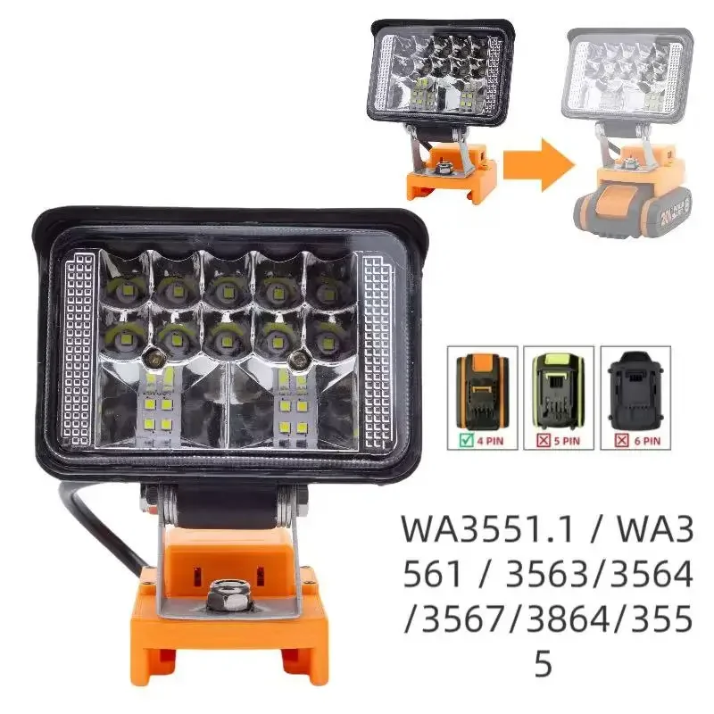 

Для Worx 4PIN 20V литиевая батарея для улицы и дома портативный светодиодный беспроводной рабочий фонарь TYPE-C USB-адаптер-конвертер (без батареи)