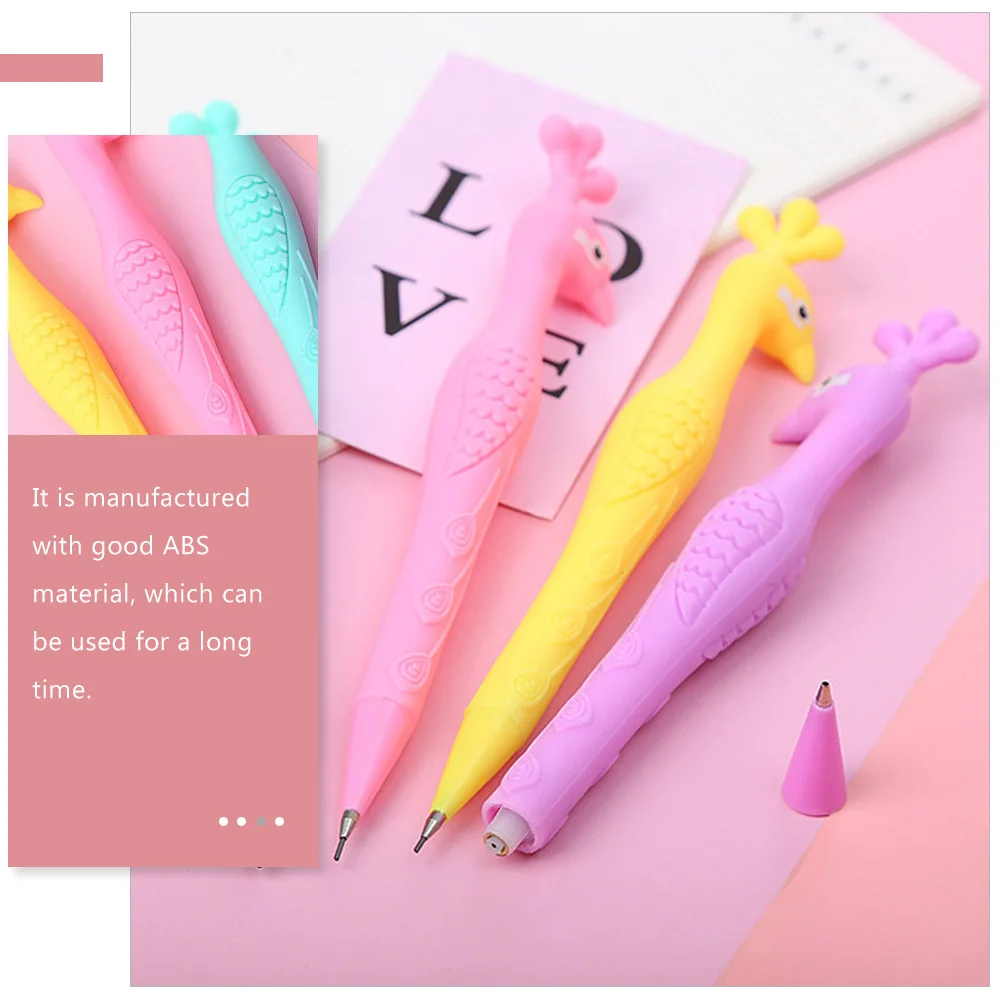 12Pcs Peacock Mechanical Pencil ABS Material Kids Write Tool Adorable Portable Kids Supply Multi-Function Pencil