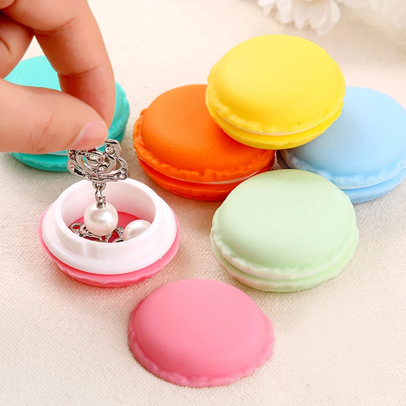 5PCS Circular Mini Storage Box Plastic Portable Macaron Candy Jewelry Earphone Cable Storage Household Classification TMZ