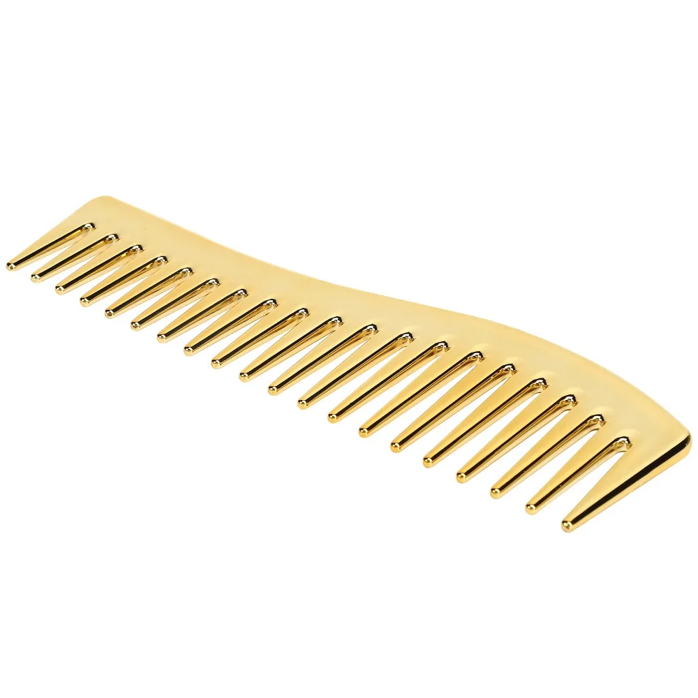 For Travel Use No Handle Wide Tooth Comb Plastic Gold Color Salon Comb Large Size Wide Tooth Design Paddle Hair Comb Home Use