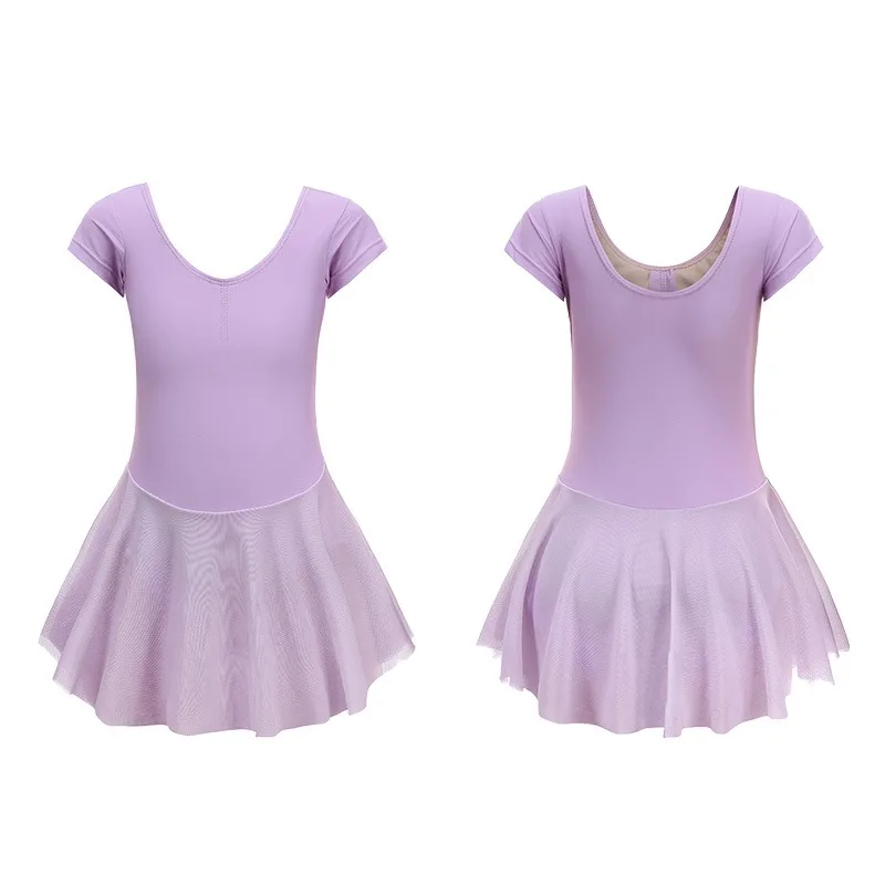 

Детская газовая юбка с короткими рукавами, балетный костюм, костюм для выступлений, тренировочный костюм, детская юбка со звездами, платье для выступления на сцене