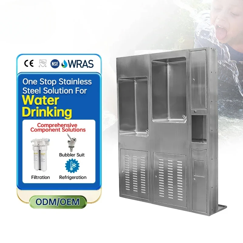 Commercial Free Standing Stainless Steel Water Cooler Drink Water Dispenser Drinking Fountain for Office Direct Piping