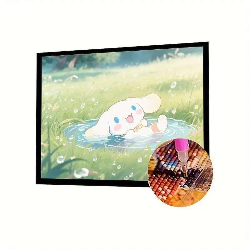 

1PC Cute Cinnamoroll Sanrio Diamond Painting Kit - Adorable Cartoon White Dog in Puddle Full Drill Rhinestone Embroidery Art for