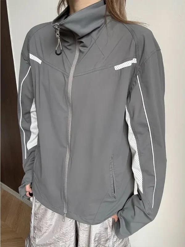 

Мужская летняя дышащая куртка из ледяного шелка с охлаждающим эффектом и защитой от солнца, легкая, с воротником-стойкой