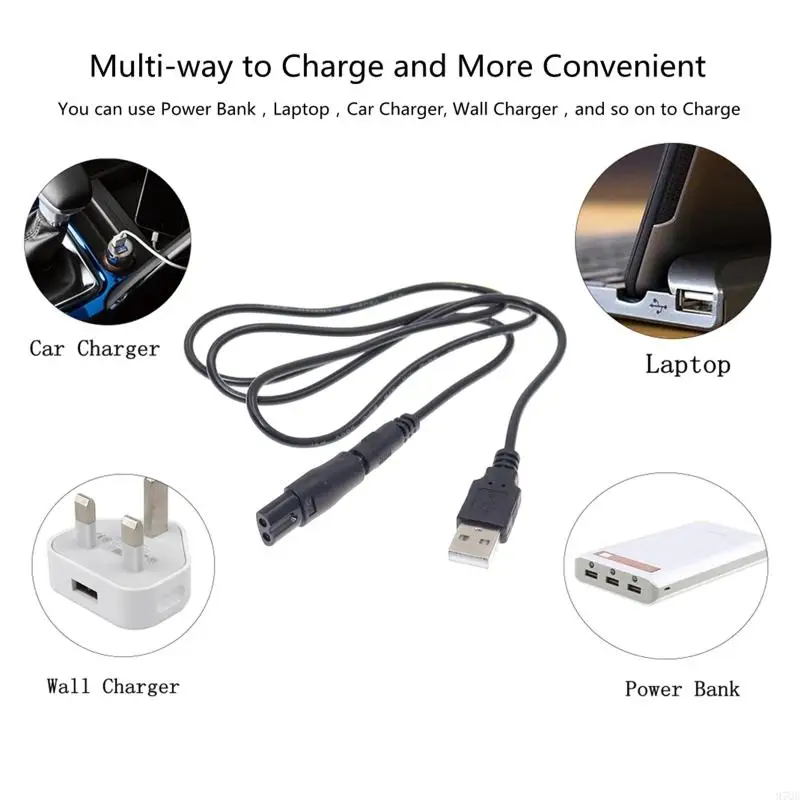 97QE for DC Power Plug 5.5 x 2.1mm Male To C8 Tail Female Adapter Connector Cable Conversion Plug for Shaver Hair