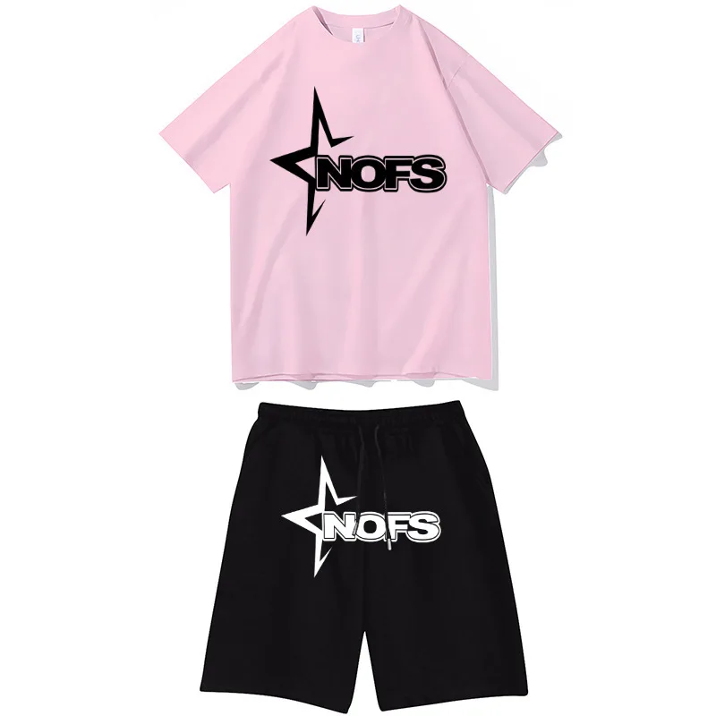 2025 Fashion Pure Cotton Printing Tide Brand Explosion Casual Short-sleeved Round Neck Sports Cotton T-shirt Five-point Pants