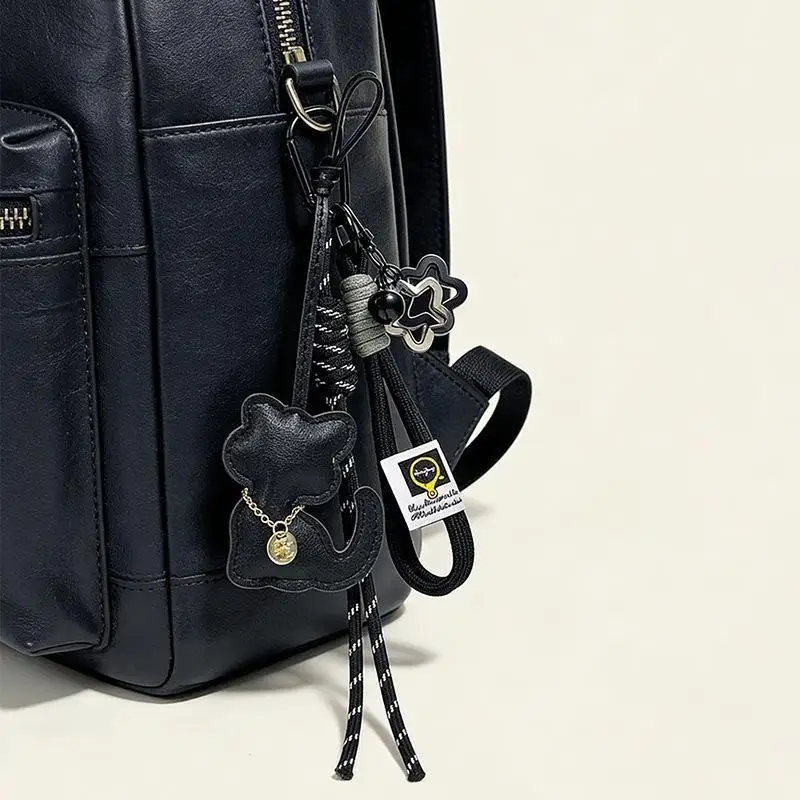 1 Stück Katzenform Stern-Taschenanhänger Geflochtenes Seil Schlüsselanhänger Leder Handyband Hängedekoration Zubehör Geschenke – Detail 4