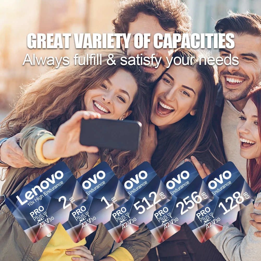 بطاقة Lenovo الأصلية 2 تيرا بايت 1 تيرا بايت 512 جيجا بايت 128 جيجا بايت 64 جيجا بايت مايكرو SD TF U3 V30 4K ذاكرة عالية الدقة للتبديل/الهاتف/الكمبيوتر مع محول SD