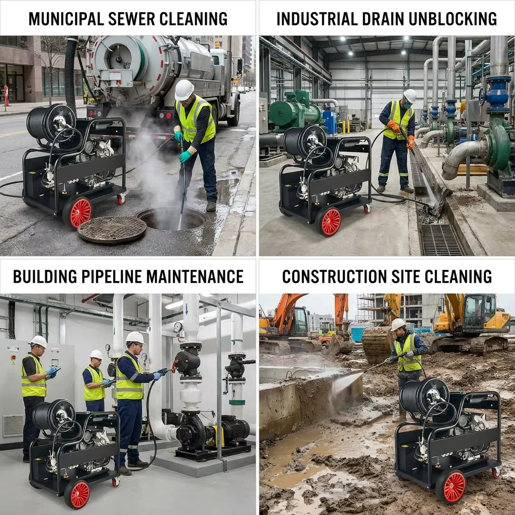 2.2KW Variable Frequency Large Flow  Sewer Pipe Unclogging Machine 6.3 Inches Pipeline Dredging High Pressure Cleaner