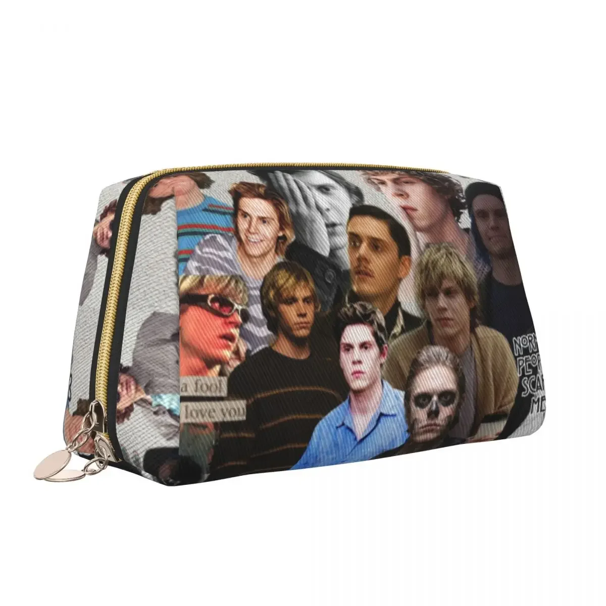 Kawaii Actor Star Movie Evan Peters Travel Toiletry Bag Women Cosmetic Makeup Bag Beauty Storage Dopp Kit