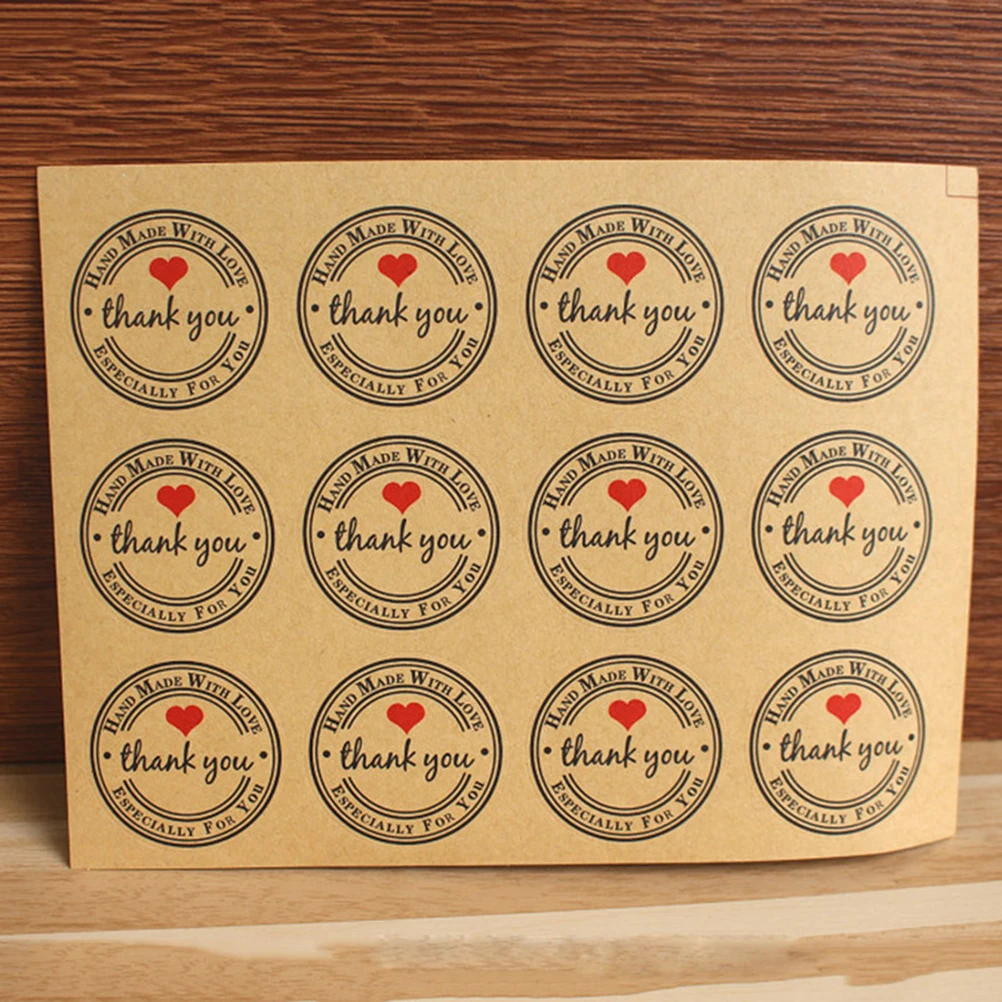 

500pcs Roll Baking Decoration Stickers Kraft Paper Labels Handmade Love Letter Design Gift Wrap Candy Bag Packaging