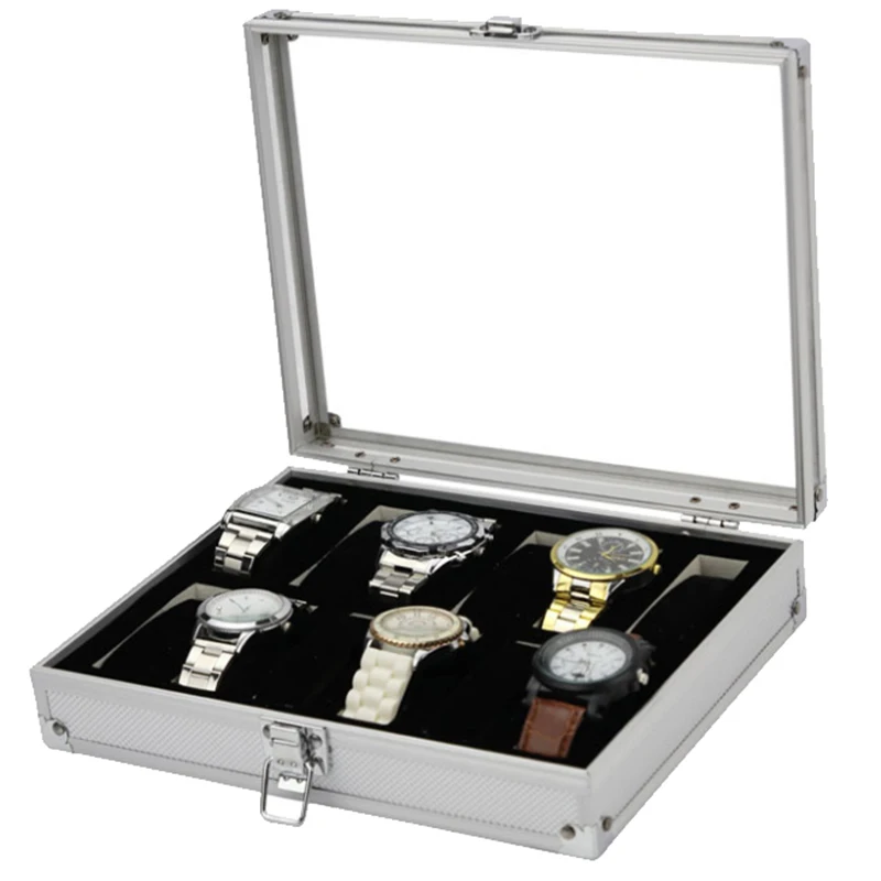 12/24 Girds Luxury Premium Quality Watch Box Aluminum Alloy Produc Pattern Storage Clock Box Collection Display Gift Boxes