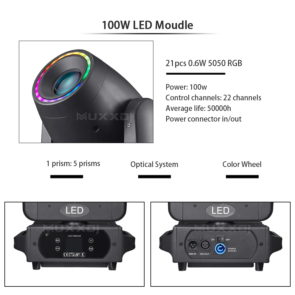 MUXXDJ BPM SPOTS 100w Battery Moving Head Light 2pcs Wireless DMX Pattern Lights DJ Wedding Party Club Event Stage