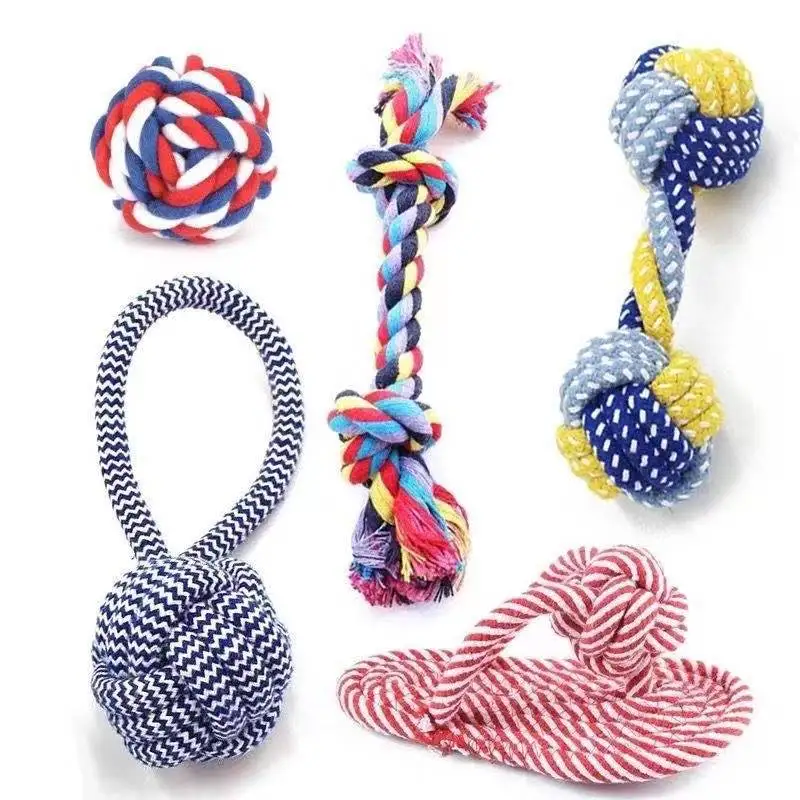 Dog Toy Teeth Chew Carrot Knot Rope Ball Braided Cotton Rope Interactive Toys Training Durable Bite Resistant Puppy Pet Supplies