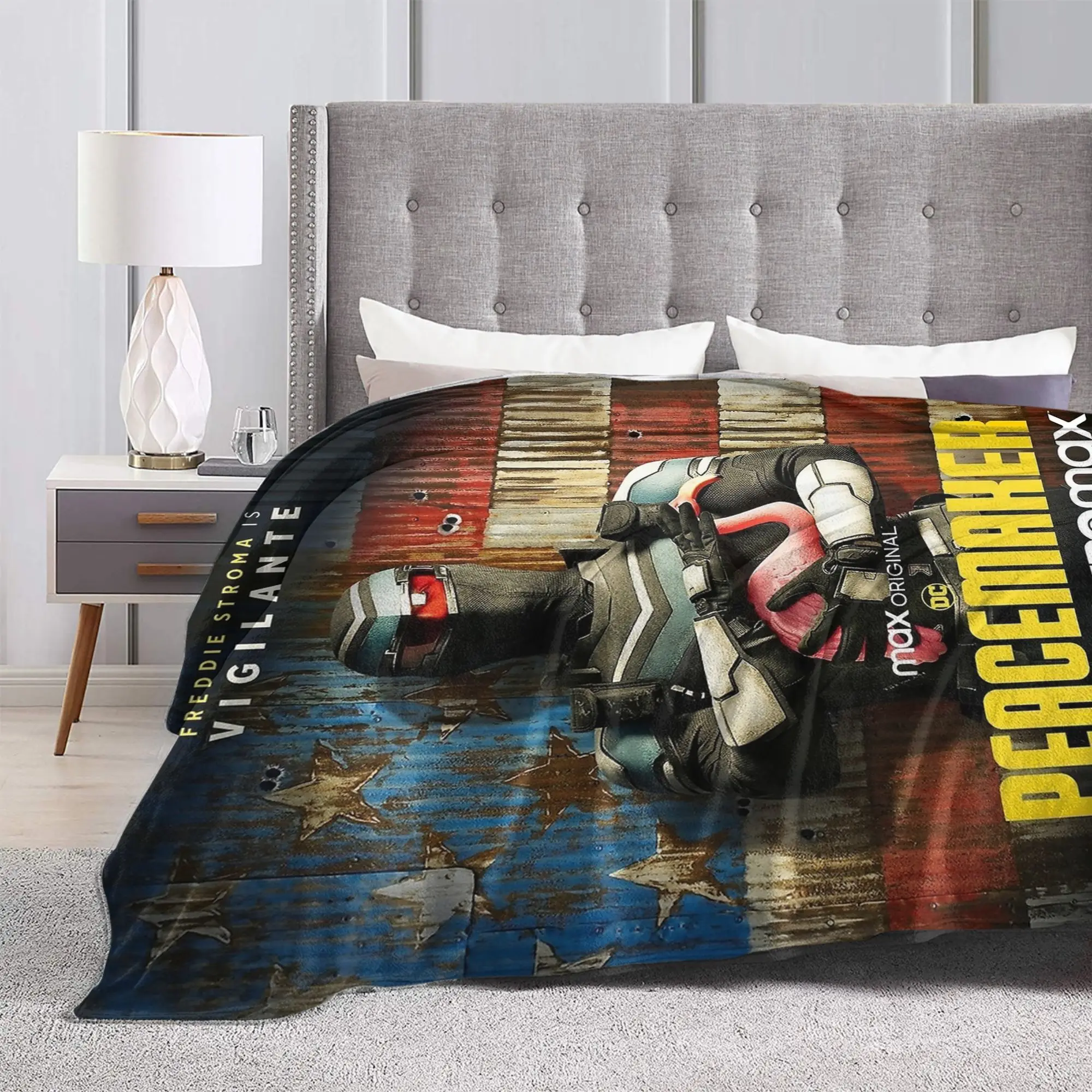 ملصق Vigilante Peacemaker بطانية الصوف الجدة لينة رمي بطانية لتغطية كرسي أريكة الصيف #3