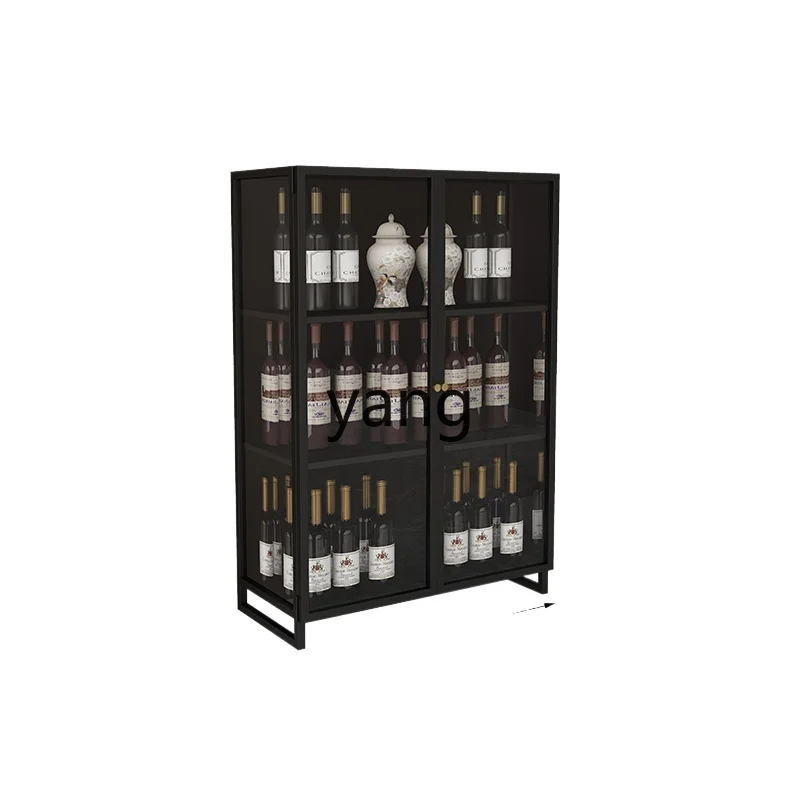 

LMM figure wall integrated storage display cabinet modern double door tempered glass wine cabinet